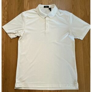 Theory Button Polo Atlas Pique 2 Men's Medium White Designer Shirt Made‎ in Peru